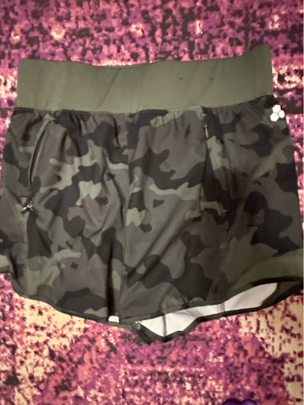 tek gear Women's Dark Green Black Camo Athletic Shorts